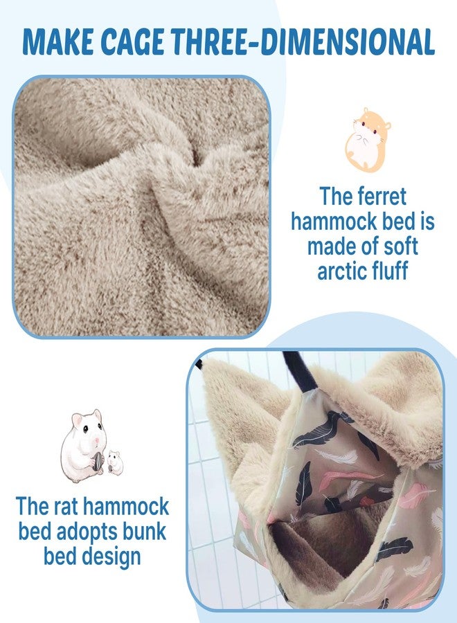 LYART 2 Pieces Guinea Pig Rat Ferret Hammocks and Warm Beds for Small Animals Pet, Squirrel Rat Ferret Cage Accessories and Toys for Sugar Glider Guinea Pig Hamster (1.Flamingo+Feather) - Image 4